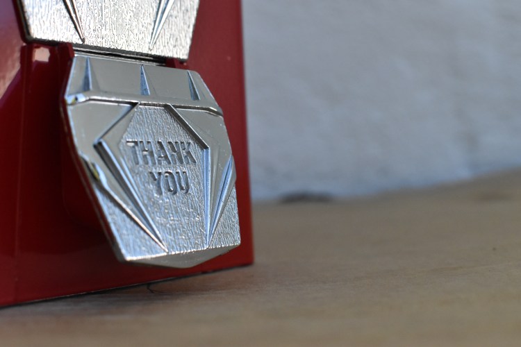 Thank You Cover Close-up on Vending Machine.